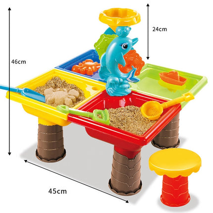 Outdoor Sandy Beach Table Toys Set for Kids(Dolphin and Square Table)-garmade.com