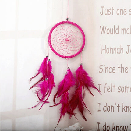 Creative Weaving Crafts Car Ornaments Dreamcatcher Wall Hanging Jewelry(Rose Red)-garmade.com