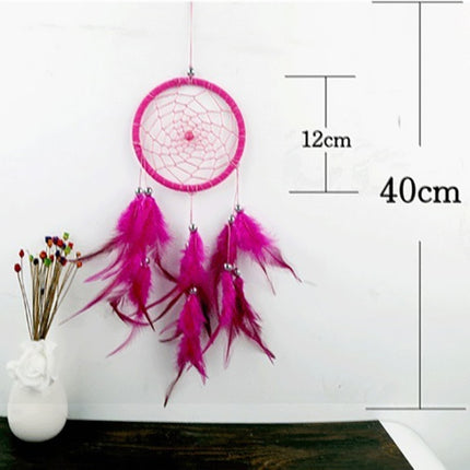 Creative Weaving Crafts Car Ornaments Dreamcatcher Wall Hanging Jewelry(Rose Red)-garmade.com