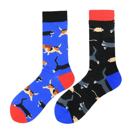 3 Pairs Trendy Asymmetric Fashion Medium Tube Colorful Skateboard Male Socks, Type:1982-2(EUR 39-46)-garmade.com