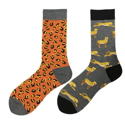 3 Pairs Trendy Asymmetric Fashion Medium Tube Colorful Skateboard Male Socks, Type:1982-6(EUR 39-46)-garmade.com