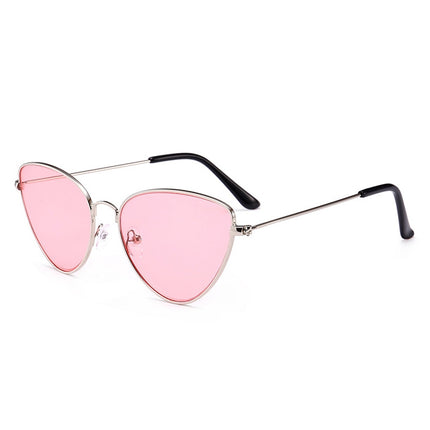 Cat Eye Sunglasses Current Trigonal Light coloured Lens Sunglasses(Pink)-garmade.com