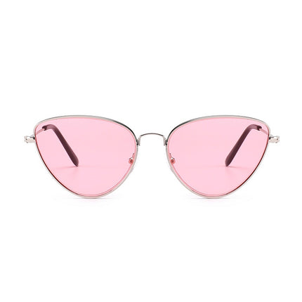 Cat Eye Sunglasses Current Trigonal Light coloured Lens Sunglasses(Pink)-garmade.com