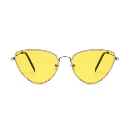Cat Eye Sunglasses Current Trigonal Light coloured Lens Sunglasses(Yellow)-garmade.com