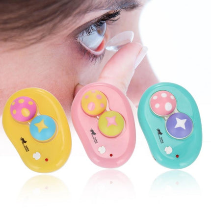Electric Contact Lens Case Ultrasonic Washer Box Cute Mashroom Eyes Care Tools(Yellow)-garmade.com