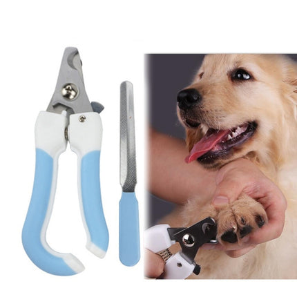 Two-piece Pet Toe Stainless Steel Cat and Dog Nail Clipper Filee, Size:S(Blue)-garmade.com