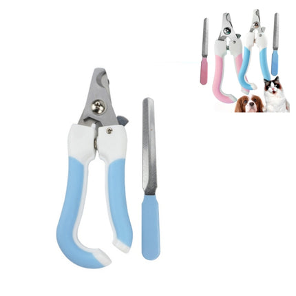 Two-piece Pet Toe Stainless Steel Cat and Dog Nail Clipper Filee, Size:S(Blue)-garmade.com