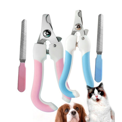 Two-piece Pet Toe Stainless Steel Cat and Dog Nail Clipper Filee, Size:S(Blue)-garmade.com