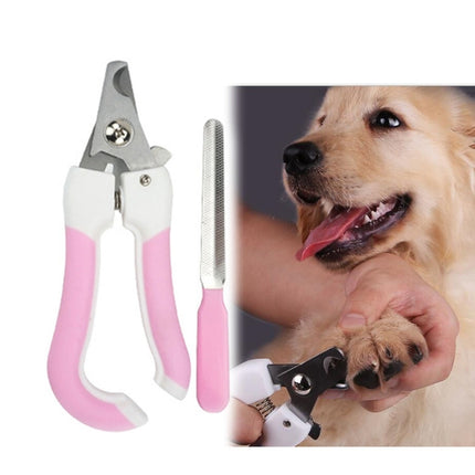 Two-piece Pet Toe Stainless Steel Cat and Dog Nail Clipper Filee, Size:S(Pink)-garmade.com