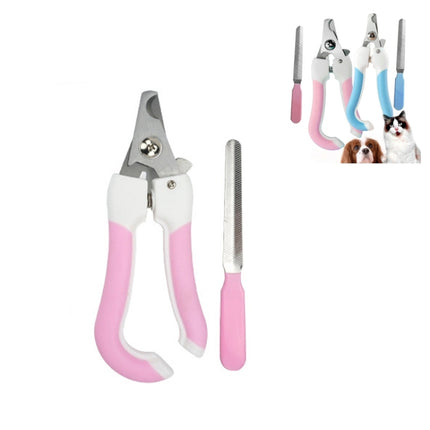 Two-piece Pet Toe Stainless Steel Cat and Dog Nail Clipper Filee, Size:S(Pink)-garmade.com