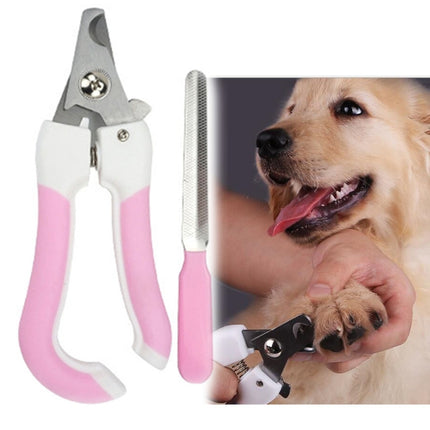 Two-piece Pet Toe Stainless Steel Cat and Dog Nail Clipper Filee, Size:L(Pink)-garmade.com