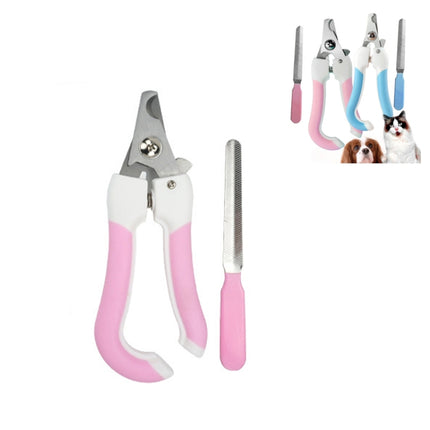 Two-piece Pet Toe Stainless Steel Cat and Dog Nail Clipper Filee, Size:L(Pink)-garmade.com