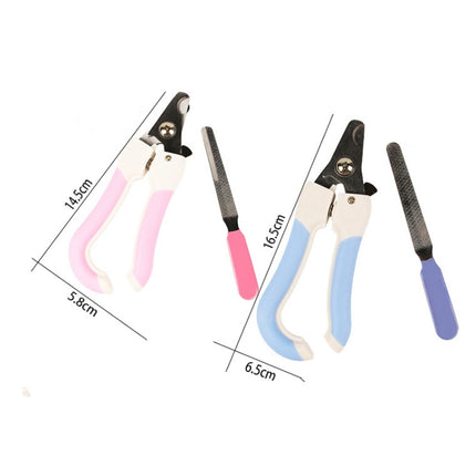Two-piece Pet Toe Stainless Steel Cat and Dog Nail Clipper Filee, Size:L(Pink)-garmade.com