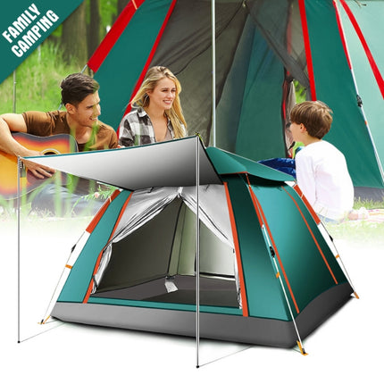 Outdoor 3-4 People Beach Thickening Rainproof Automatic Speed Open Four-sided Camping Tent, Style:Automatic Vinyl(Sky Blue)-garmade.com