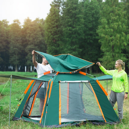 Outdoor 3-4 People Beach Thickening Rainproof Automatic Speed Open Four-sided Camping Tent, Style:Automatic Vinyl(Dark Green)-garmade.com