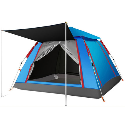 Outdoor 3-4 People Beach Thickening Rainproof Automatic Speed Open Four-sided Camping Tent, Style:Upgraded Large Vinyl(Sky Blue)-garmade.com
