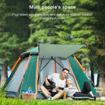 Outdoor 3-4 People Beach Thickening Rainproof Automatic Speed Open Four-sided Camping Tent, Style:Upgraded Large Vinyl(Dark Green)-garmade.com