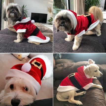 Christmas Dog Clothes for Small Dogs Santa Dog Costume Winter Pet Coats, Size:M(Red Girl)-garmade.com