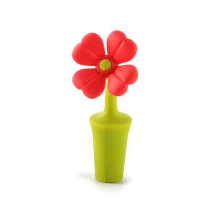 3 PCS Creative Wine Drink Preservation Stopper Flower Silicone Wine Stopper(Red Sun Flower)-garmade.com