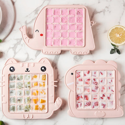 Creative Cute Cartoon Animal Shape Ice Grid Summer Homemade Children DIY Juice Popsicle Mold, Style:Dinosaur(Pink)-garmade.com