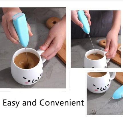 Electric Handheld Home Kitchen Egg Beater Mini Stainless Steel Egg Coffee Milk Tea Blender(Black)-garmade.com