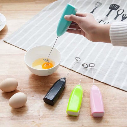 Electric Handheld Home Kitchen Egg Beater Mini Stainless Steel Egg Coffee Milk Tea Blender(Blue)-garmade.com