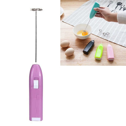 Electric Handheld Home Kitchen Egg Beater Mini Stainless Steel Egg Coffee Milk Tea Blender(Pink)-garmade.com