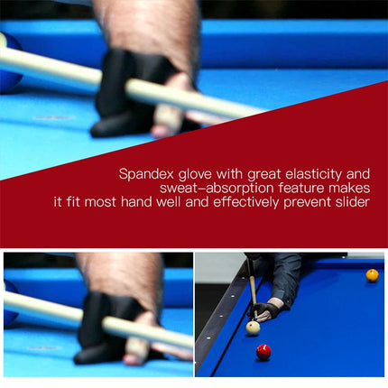 10 PCS Spandex Snooker Billiard Cue Glove Pool Left Hand Open Three Finger Snooker Accessory(Black)-garmade.com
