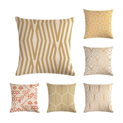 Multi-color Cotton Linen Mustard Pillow Case Yellow Geometric Pillow Covers Decorative Size: 45CM x 45CM(3)-garmade.com