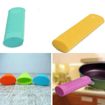 2 PCS Durable Thick Silicone Pot Handle Multicolor Thermal Insulation Sleeve Anti Skid Non Slip Soft Handle Pot Cover(Blue)-garmade.com