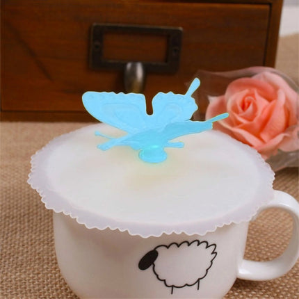 2 PCS Creative Dustproof Silicone Butterfly Transparent Lace Cup Cover(Blue)-garmade.com