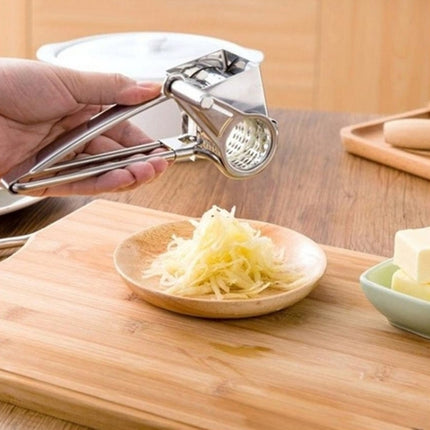 Cheese Grater Rotory Container Stainless Steel Hand-Crank Rotary Shredder with 3-4 holes-garmade.com