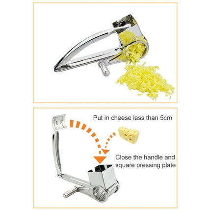 Cheese Grater Rotory Container Stainless Steel Hand-Crank Rotary Shredder with 7-8 holes-garmade.com