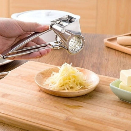 Cheese Grater Rotory Container Stainless Steel Hand-Crank Rotary Shredder with 7-8 holes-garmade.com