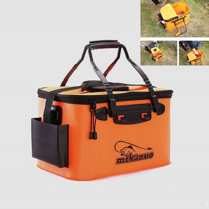 Thickened Multifunctional Folding Live Fish Box Fishing Bucket, Size:50 cm (with Handle and Side Pocket)-garmade.com