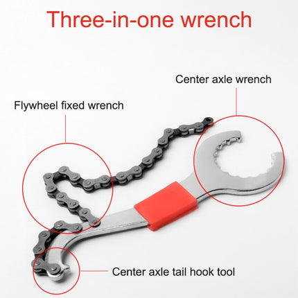 2 PCS Three-in-one Bicycle Integrated Bottom Shaft Flywheel Fixed Wrench Tail Hook Tool-garmade.com