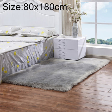 Luxury Rectangle Square Soft Artificial Wool Sheepskin Fluffy Rug Fur Carpet, Size:80x180cm(Gray)-garmade.com