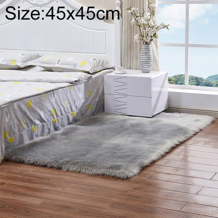 Luxury Rectangle Square Soft Artificial Wool Sheepskin Fluffy Rug Fur Carpet, Size:45x45cm(Gray)-garmade.com