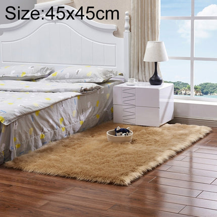 Luxury Rectangle Square Soft Artificial Wool Sheepskin Fluffy Rug Fur Carpet, Size:45x45cm(Khaki)-garmade.com