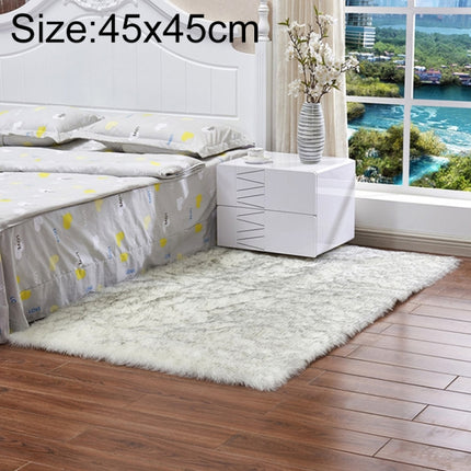 Luxury Rectangle Square Soft Artificial Wool Sheepskin Fluffy Rug Fur Carpet, Size:45x45cm(White + Gray)-garmade.com