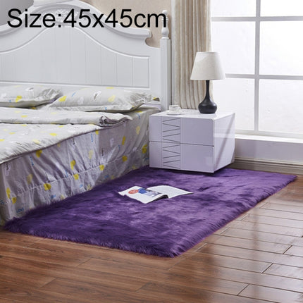 Luxury Rectangle Square Soft Artificial Wool Sheepskin Fluffy Rug Fur Carpet, Size:45x45cm(Purple)-garmade.com