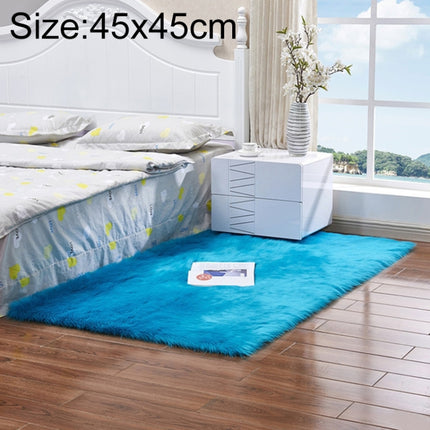 Luxury Rectangle Square Soft Artificial Wool Sheepskin Fluffy Rug Fur Carpet, Size:45x45cm(Dark Blue)-garmade.com