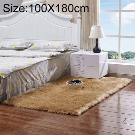 Luxury Rectangle Square Soft Artificial Wool Sheepskin Fluffy Rug Fur Carpet, Size:100x180cm(Khaki)-garmade.com