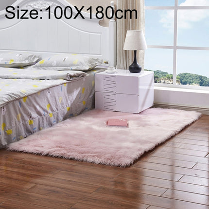 Luxury Rectangle Square Soft Artificial Wool Sheepskin Fluffy Rug Fur Carpet, Size:100x180cm(Pink)-garmade.com