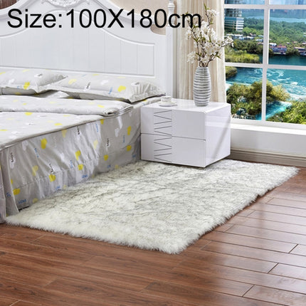 Luxury Rectangle Square Soft Artificial Wool Sheepskin Fluffy Rug Fur Carpet, Size:100x180cm(White + Gray)-garmade.com