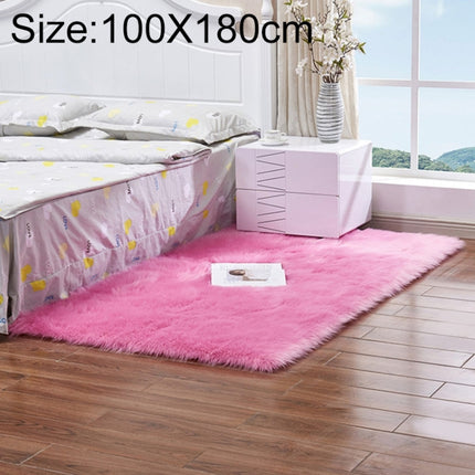 Luxury Rectangle Square Soft Artificial Wool Sheepskin Fluffy Rug Fur Carpet, Size:100x180cm(Rose Red)-garmade.com