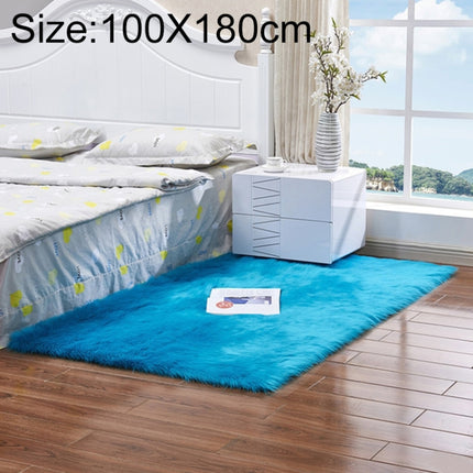 Luxury Rectangle Square Soft Artificial Wool Sheepskin Fluffy Rug Fur Carpet, Size:100x180cm(Dark Blue)-garmade.com