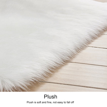Luxury Rectangle Square Soft Artificial Wool Sheepskin Fluffy Rug Fur Carpet, Size:100x180cm(Black)-garmade.com