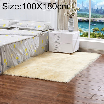 Luxury Rectangle Square Soft Artificial Wool Sheepskin Fluffy Rug Fur Carpet, Size:100x180cm(Light Yellow)-garmade.com