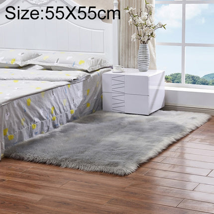 Luxury Rectangle Square Soft Artificial Wool Sheepskin Fluffy Rug Fur Carpet, Size:55x55cm(Gray)-garmade.com